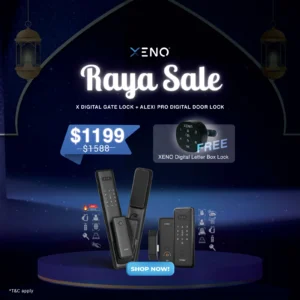 Alexi Pro digital door lock paired with X Gate lock for Hari Raya 2026 bundle