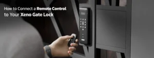 Step-by-step process to connect a remote control to a Xeno gate lock.