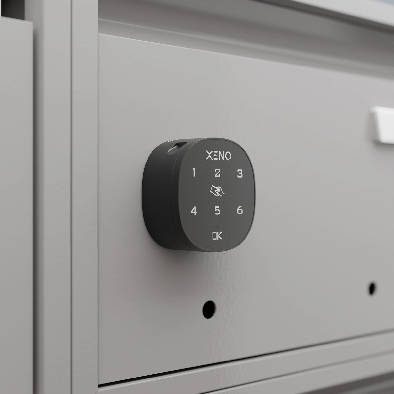 Xeno RFID card access mailbox lock installed on residential letter box