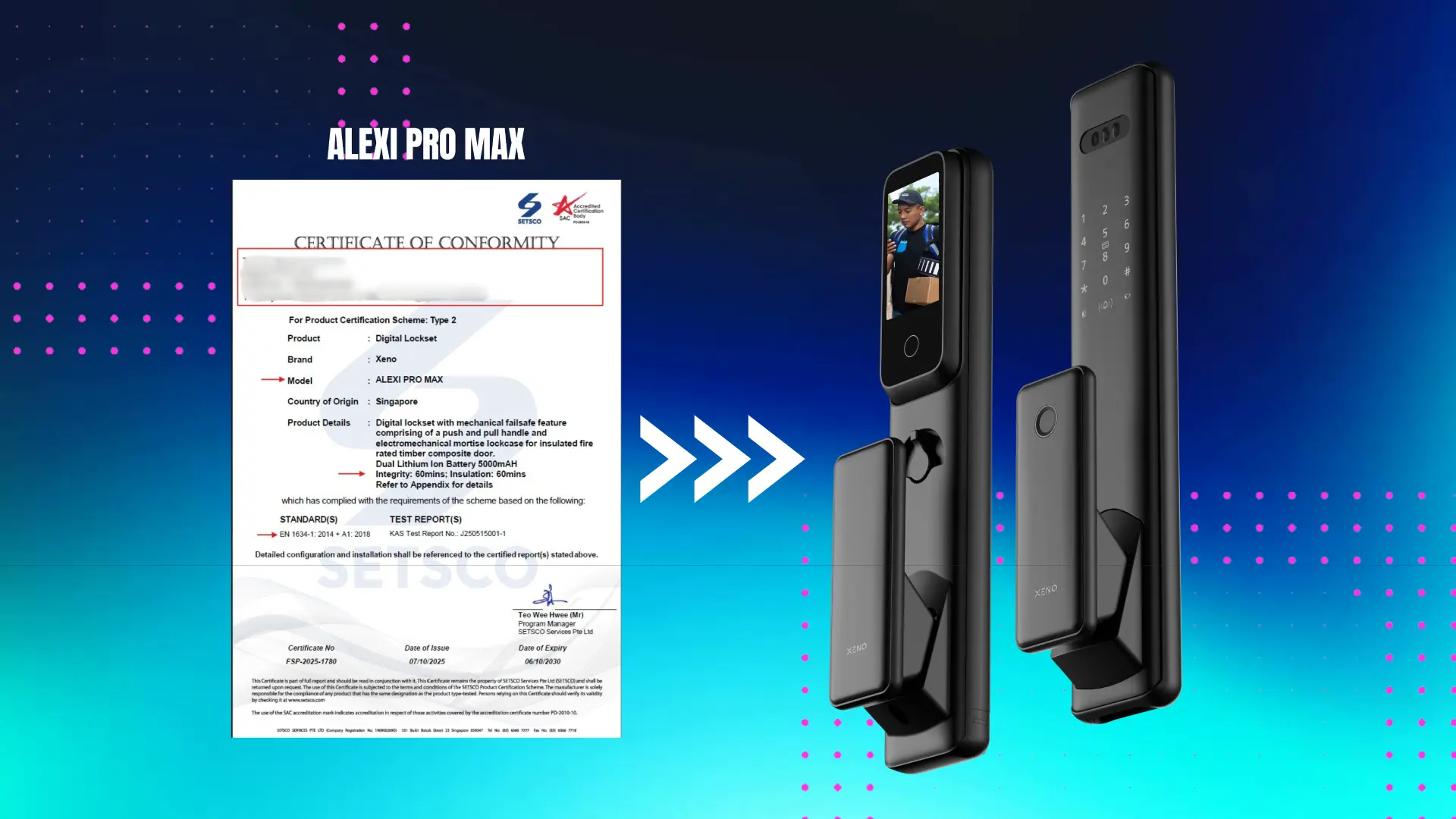 Annotated sample COC certificate